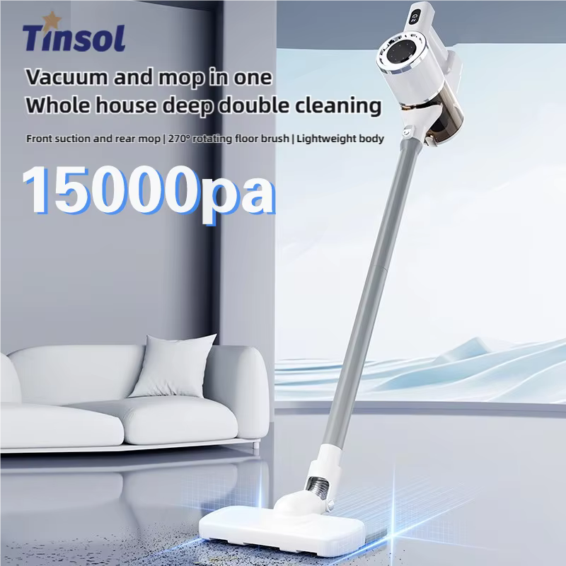 Aspirateur à main sans fil 15000PA, balai sans fil, tasse à poussière de 900ml, balai détachable pour sols durs, tapis, poils d'animaux de compagnie