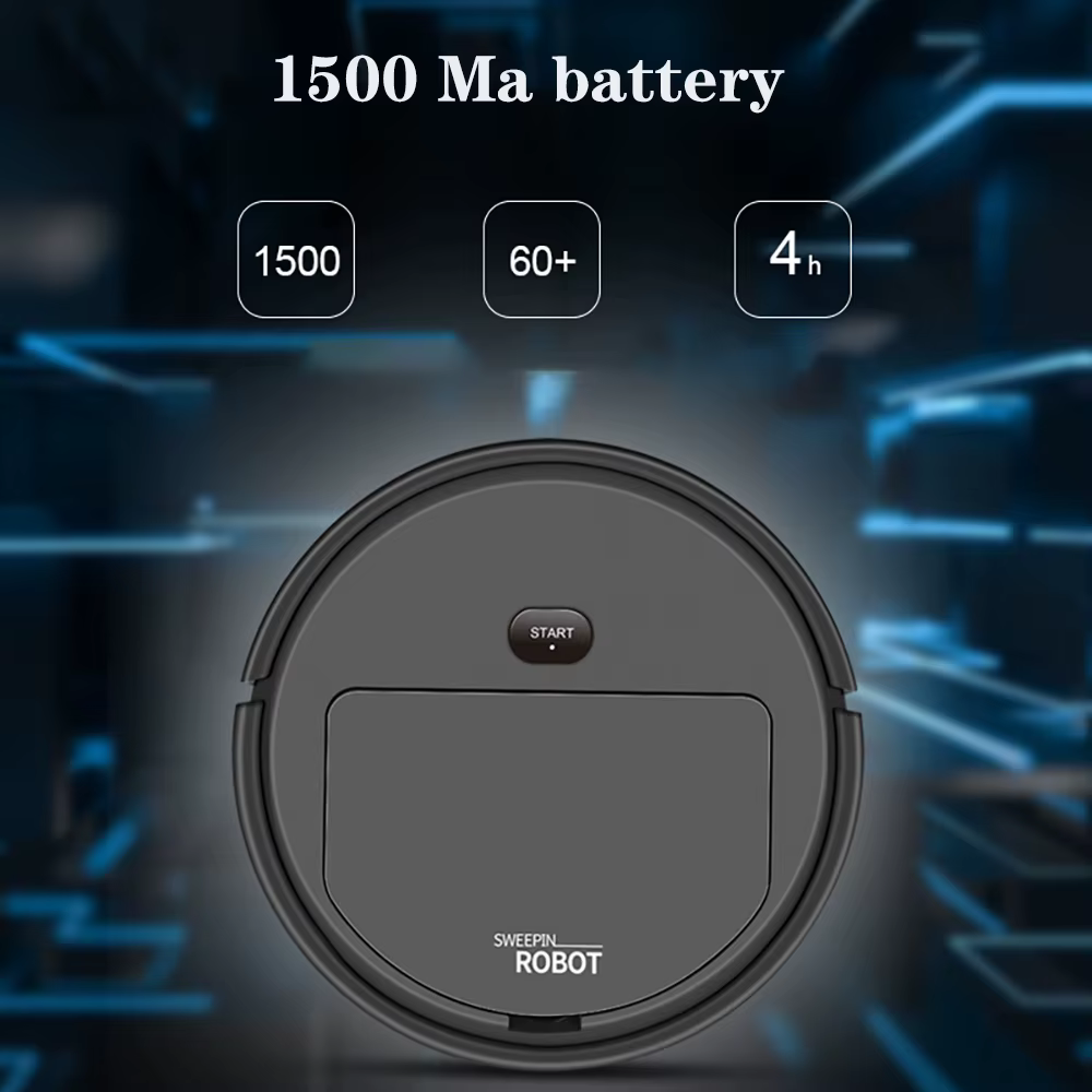 Aspirateur robot de balayage intelligent sans fil, 3 en 1, livres traînants, balayage du sol pour la maison et le bureau, nettoyage propre, 1500Pa, nouveau