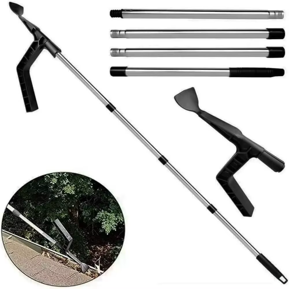 Brosse de nettoyage de gouttière télescopique extensible