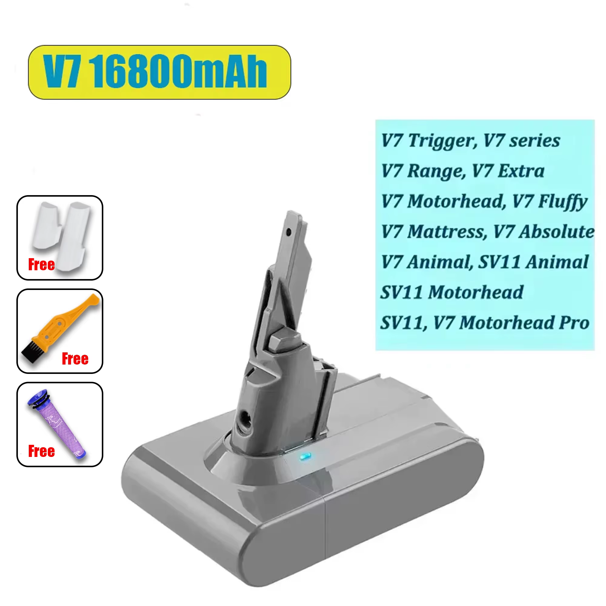 Batterie rechargeable Li-lon 21.6V 28000mAh pour aspirateur Dyson V7