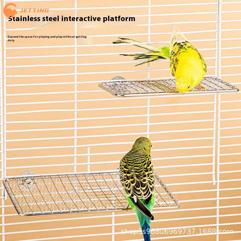 Accessoires pour Cage à oiseaux, perroquet pour animaux de compagnie, repos en acier inoxydable, plate-forme de saut, planche de support, jouets à mâcher, bâton de branche d'arbre, support