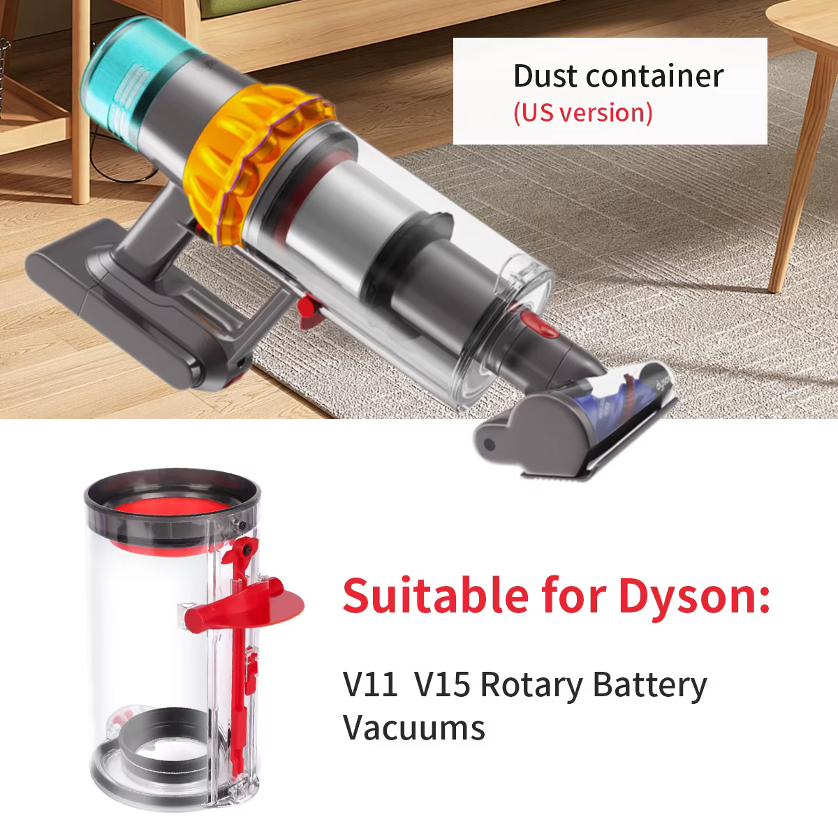 Poubelle pour aspirateur Dyson V6 V7 V8 V10 V11 V15 SV12 DC58 DC59, récipient à poussière de remplacement, boîte de collecte des déchets