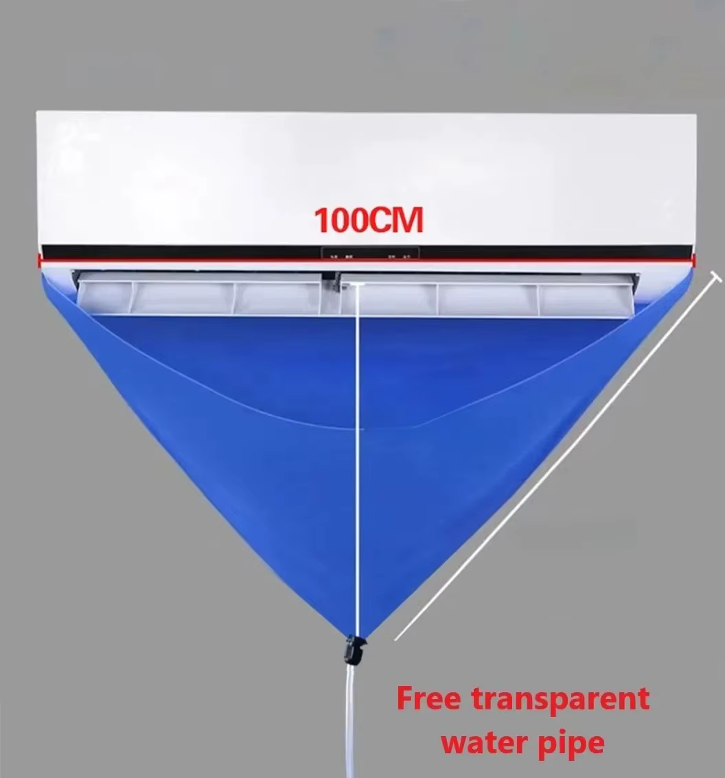 100cm épaissi nettoyant climatisation nettoyage couverture sac PVC avec tuyau d'eau maison 1-1.5P fendu suspendu climatiseur outils