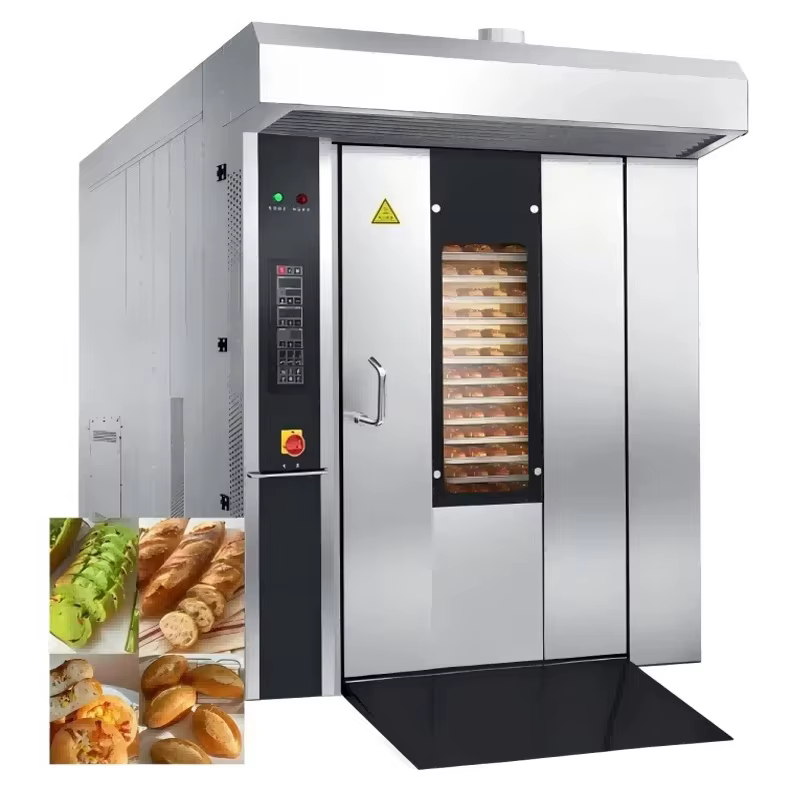 Four à convection rotatif à gaz commercial de grande capacité, 32 plaques, avec pulvérisation de vapeur et humidification pour boulangerie industrielle OME