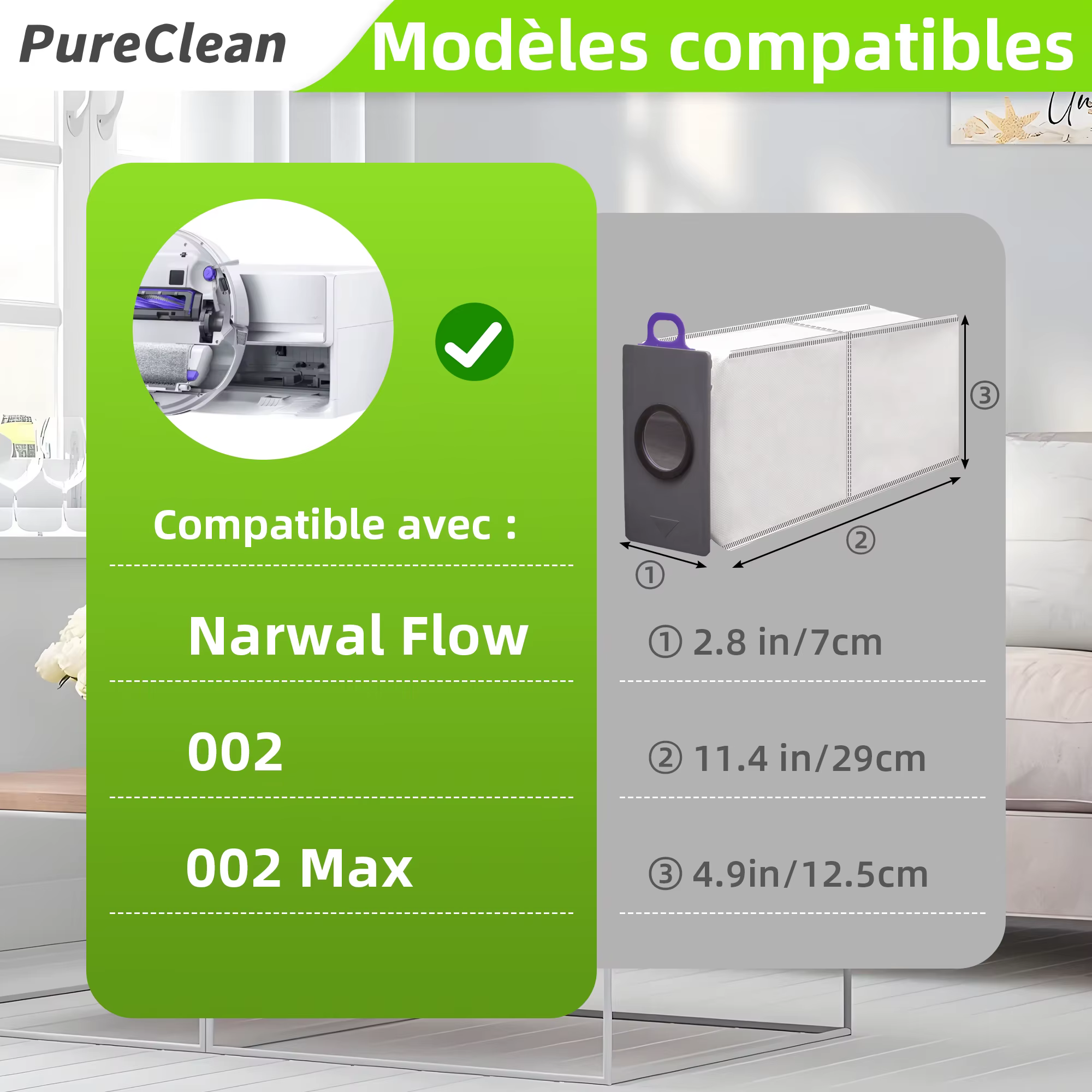 Sacs à poussière pour aspirateur Narwal Flow (station compacte) J5X 002