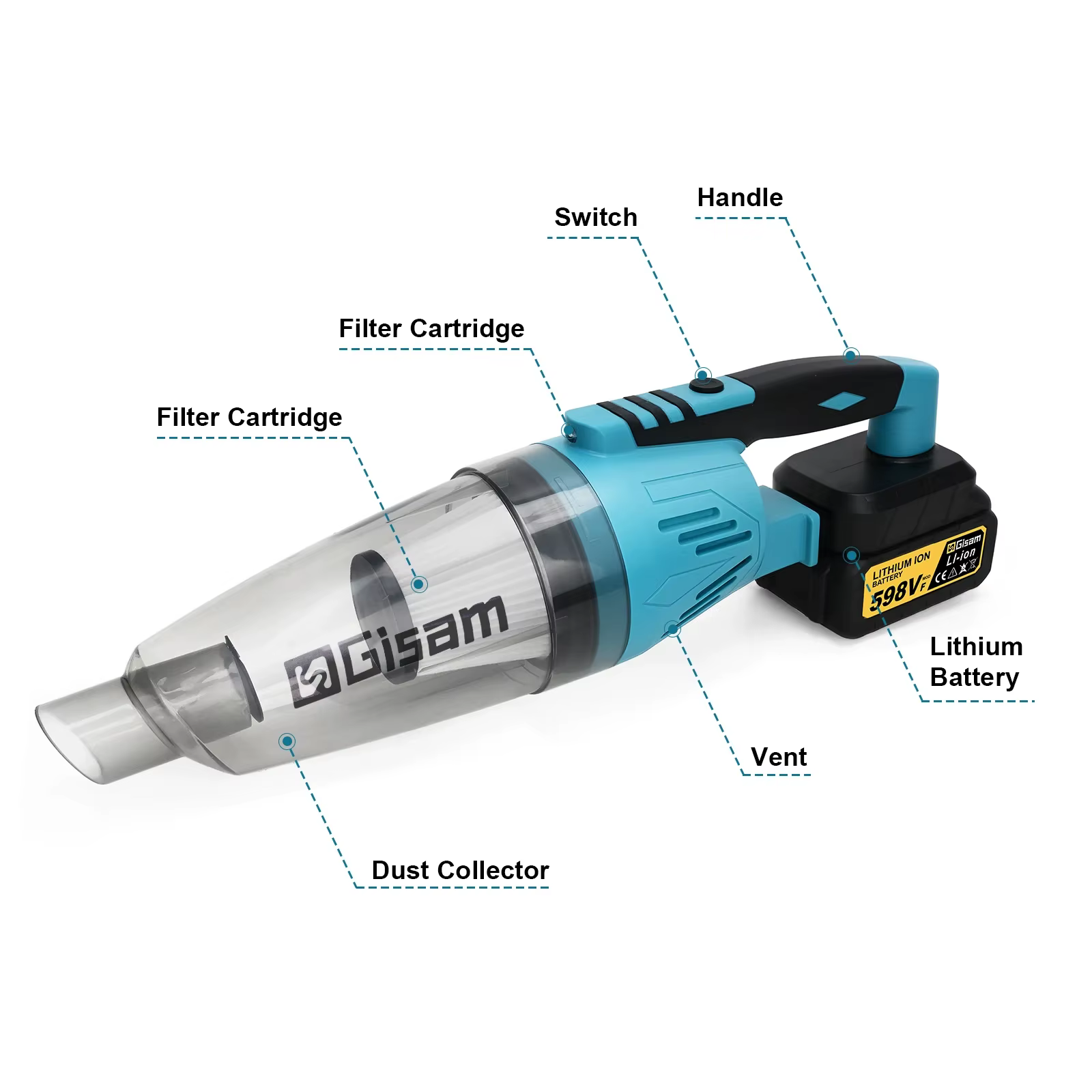 Aspirateur sans fil portatif Gisam