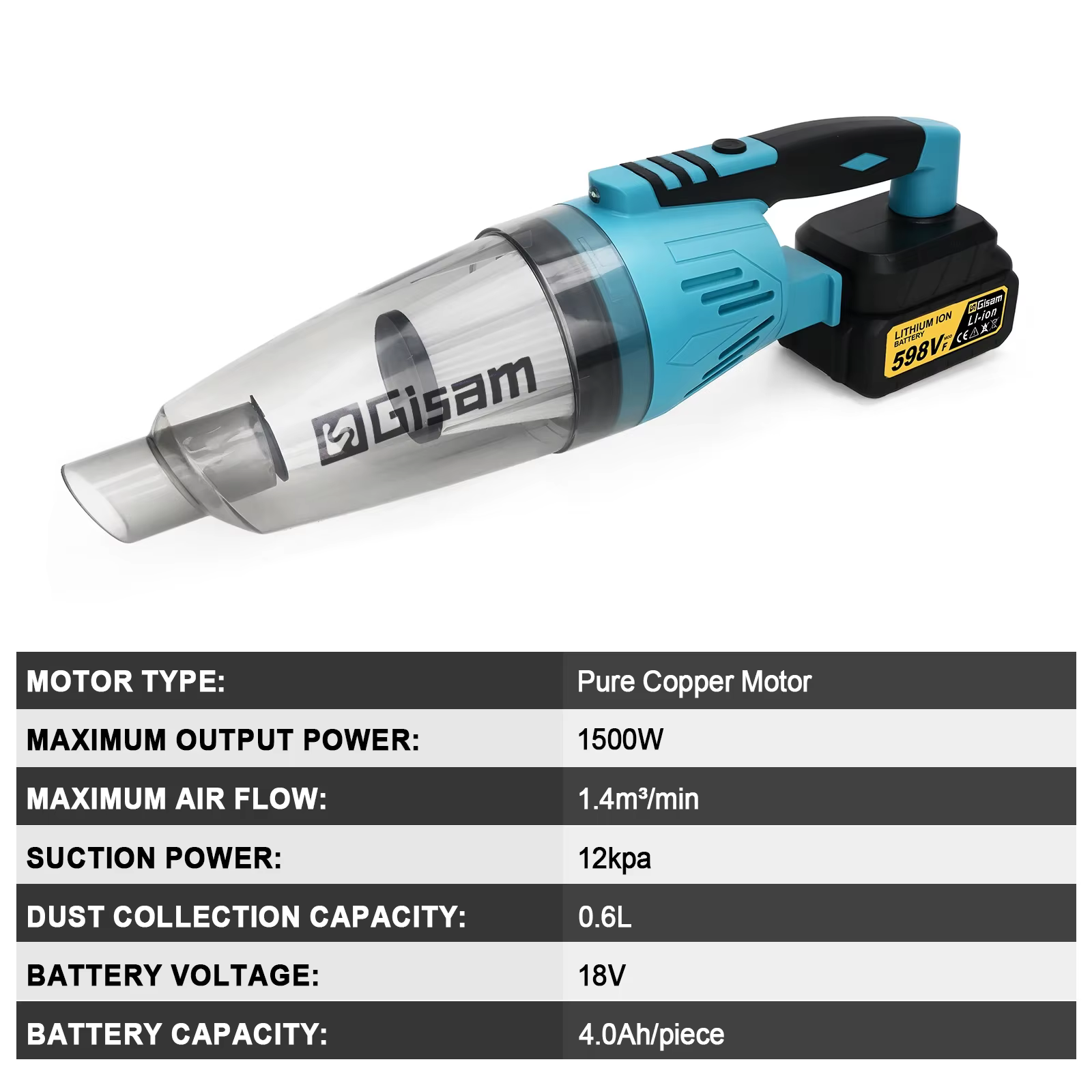 Aspirateur sans fil portatif Gisam