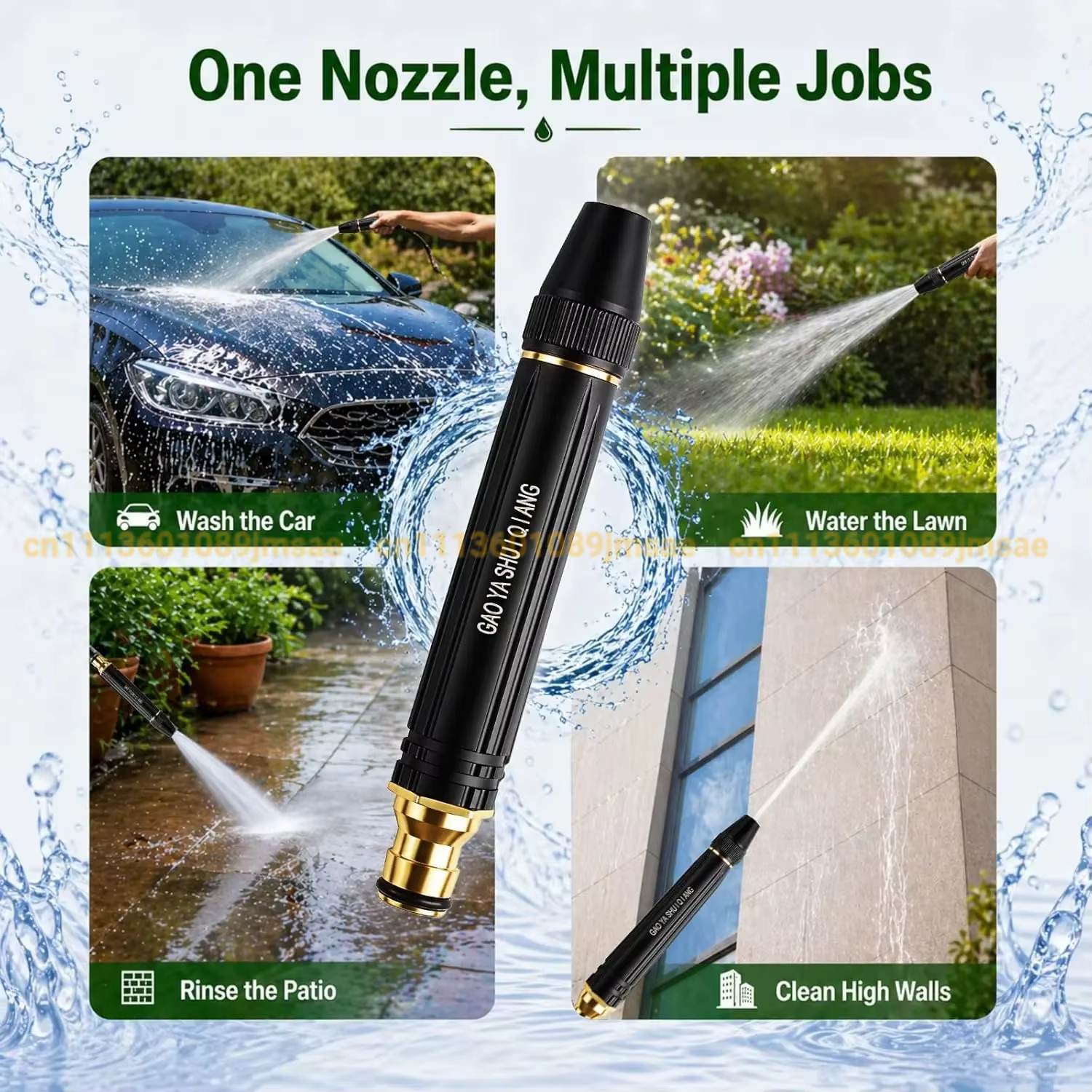 Buse de nettoyeur haute pression robuste pour l'irrigation extérieure et le nettoyage de jardin