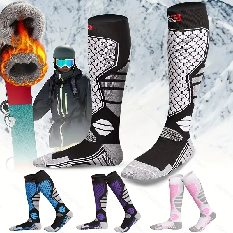 Chaussettes de Ski chaudes d'hiver, antidérapantes, épaisses, respirantes, à Compression, pour Snowboard, thermiques, évacuant l'humidité, hautes