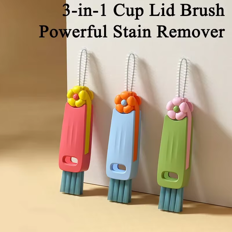 3 en 1 mignon pétale tasse couvercle brosse de nettoyage ensemble Mini