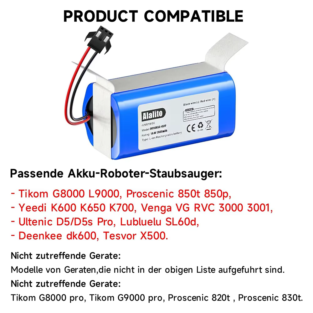 Batterie li-ion 4000mAh pour aspirateur Conga Excellence 990 950 1090 1790 1990 2290 Ultra