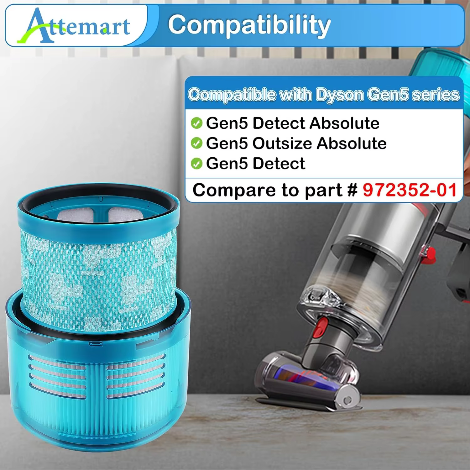 Pièces de rechange pour filtre arrière d'aspirateur Dyson Gen5 Detect / Outsize