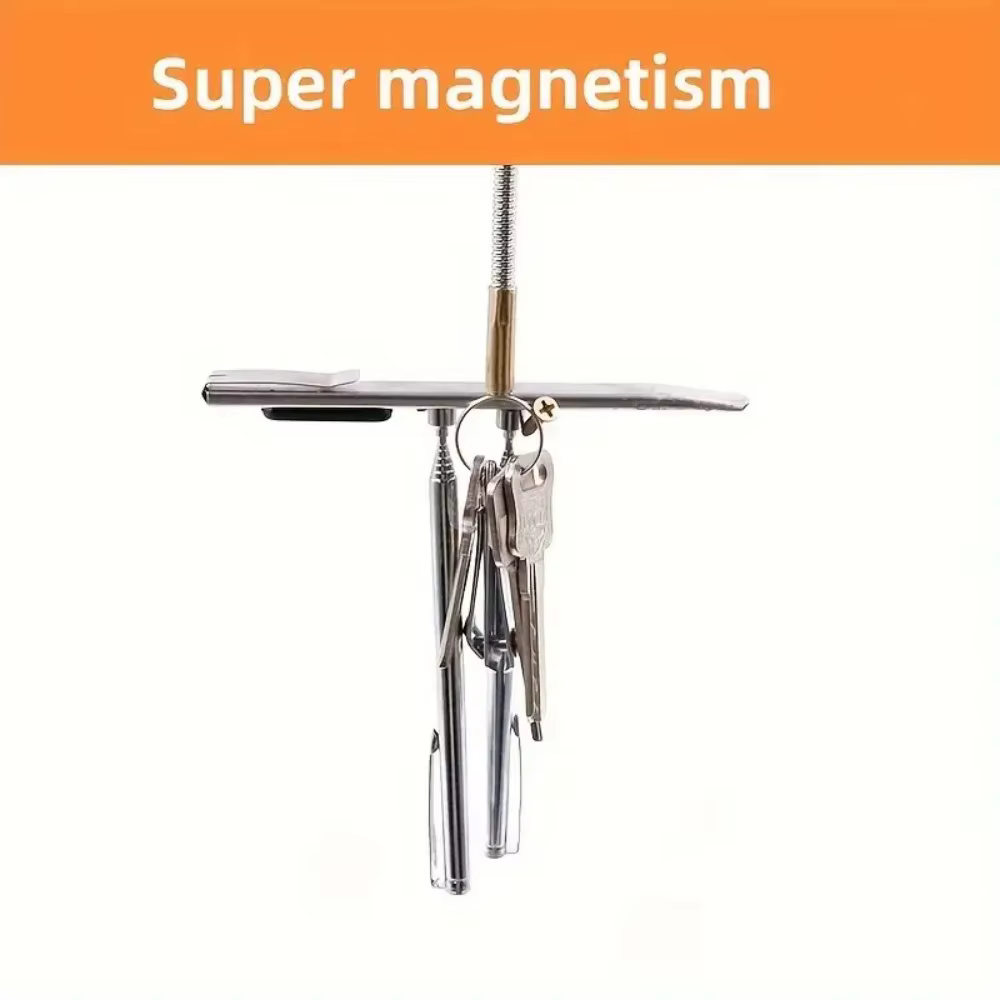 Outil de ramassage magnétique flexible avec tige d'aspiration solide