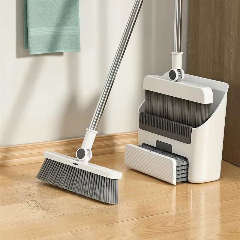 Nettoyage domestique simplifié avec un ensemble brosse à plancher et pelle à poussière 3 en 1 à long manche