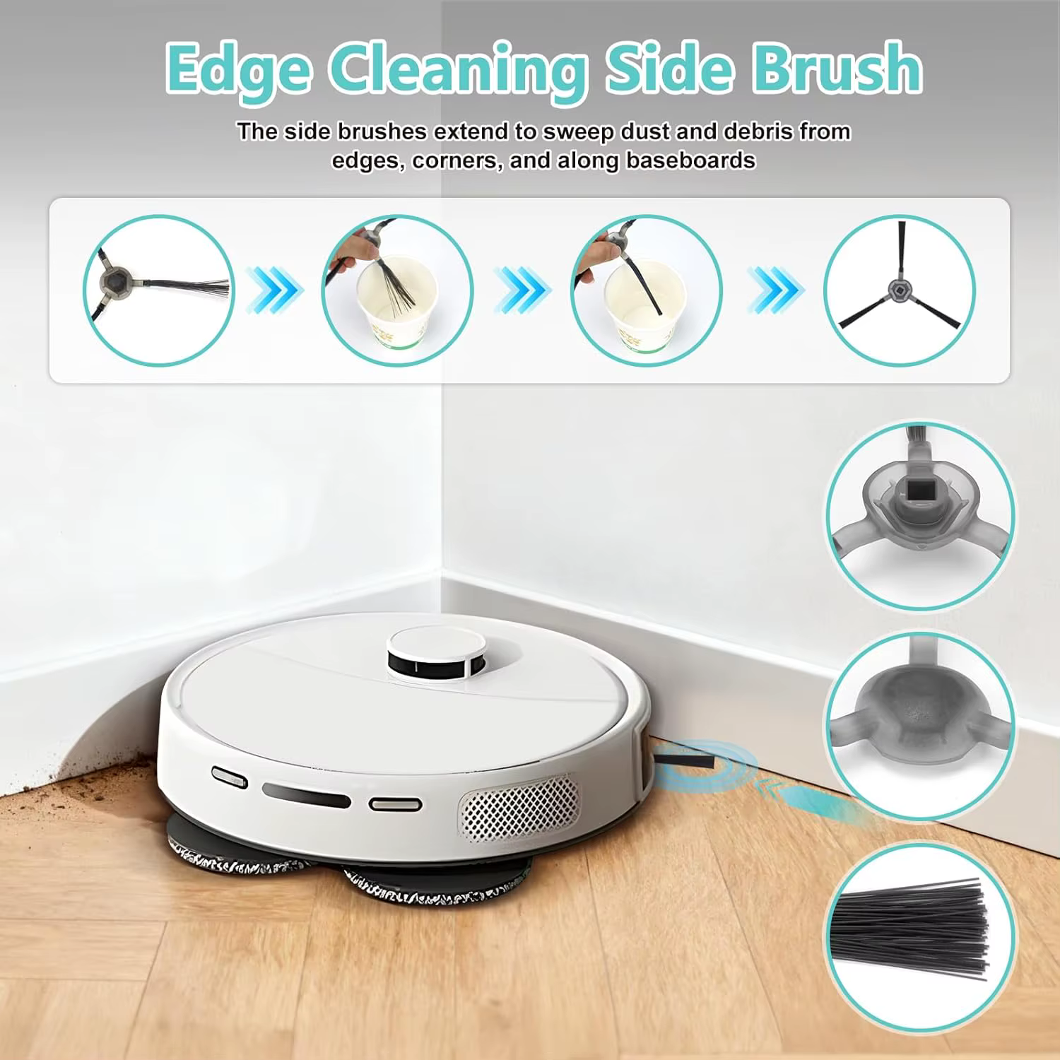Pour (Lefant M3/M3 MAX/M3L) Robot aspirateur rouleau principal brosse latérale vadrouille tissu grande capacité sac à poussière HEPA Filte accessoires