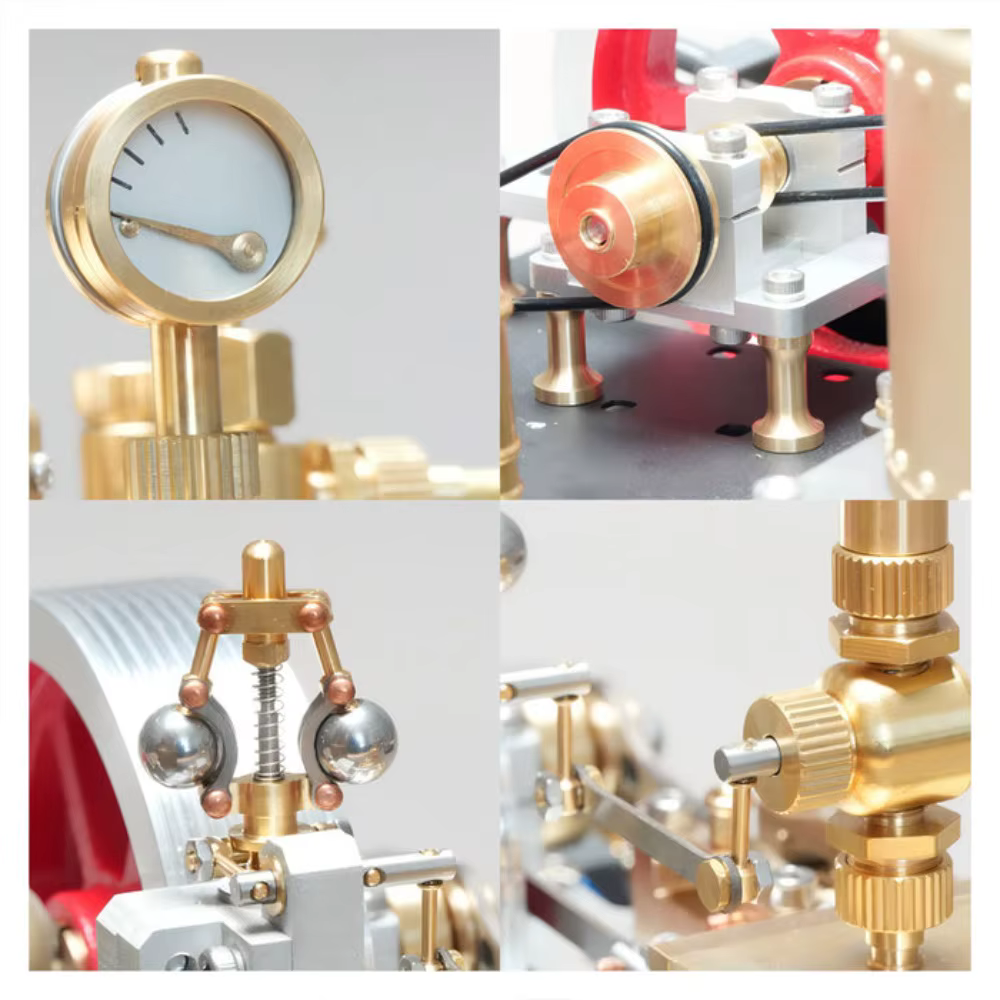 Kit de Modélisation de Machine à Vapeur Stationnaire SE-03, Modèle de Moteur à Vapeur Démarrable avec Chaudière, Générateur et Support Lumineux, Usinage CNC