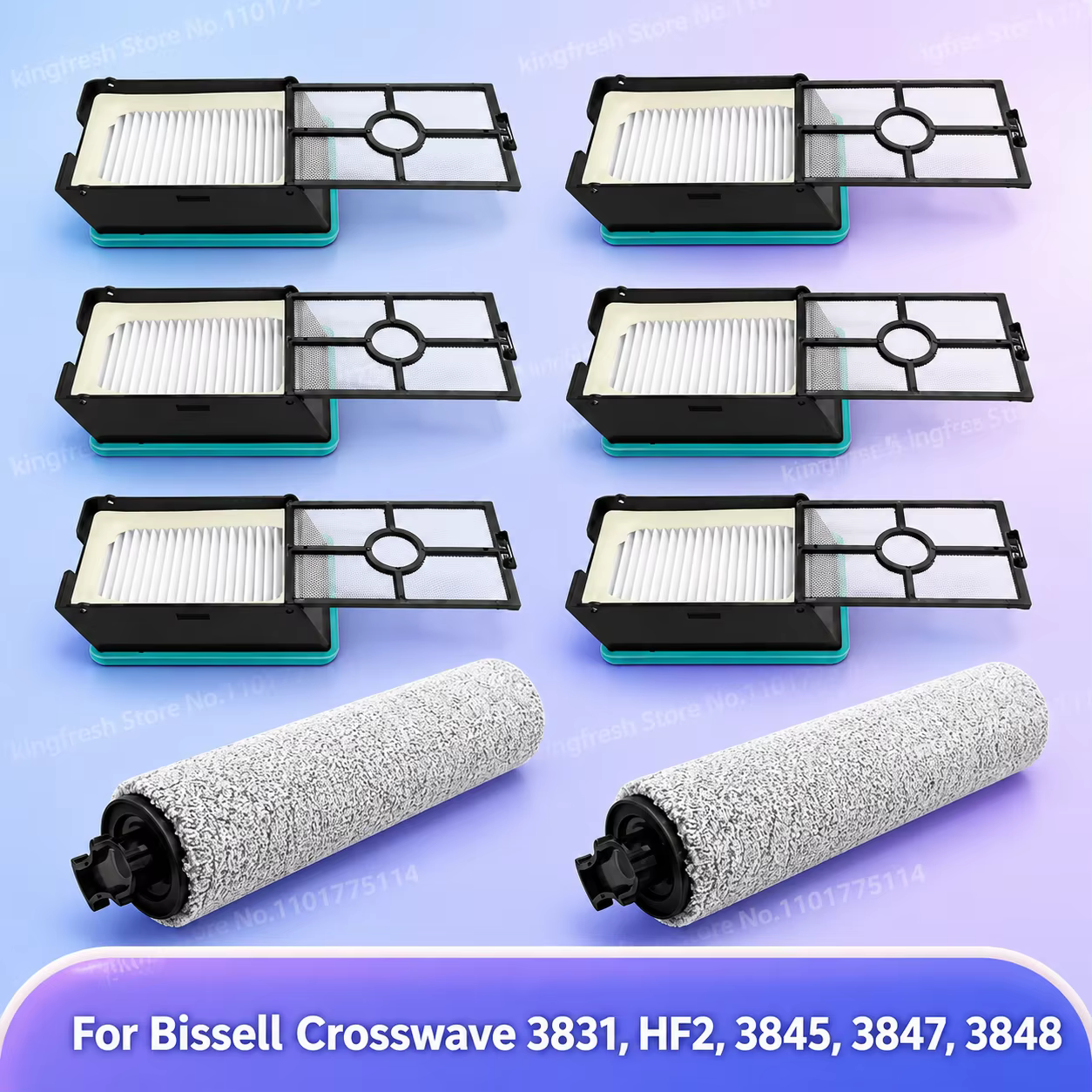 Compatible pour Bissell Crosswave Hard Floor Expert 3831 HF2 3845 3847 3848 Pièces d’aspirateur Filtre Brosse principale Accessoires de remplacement