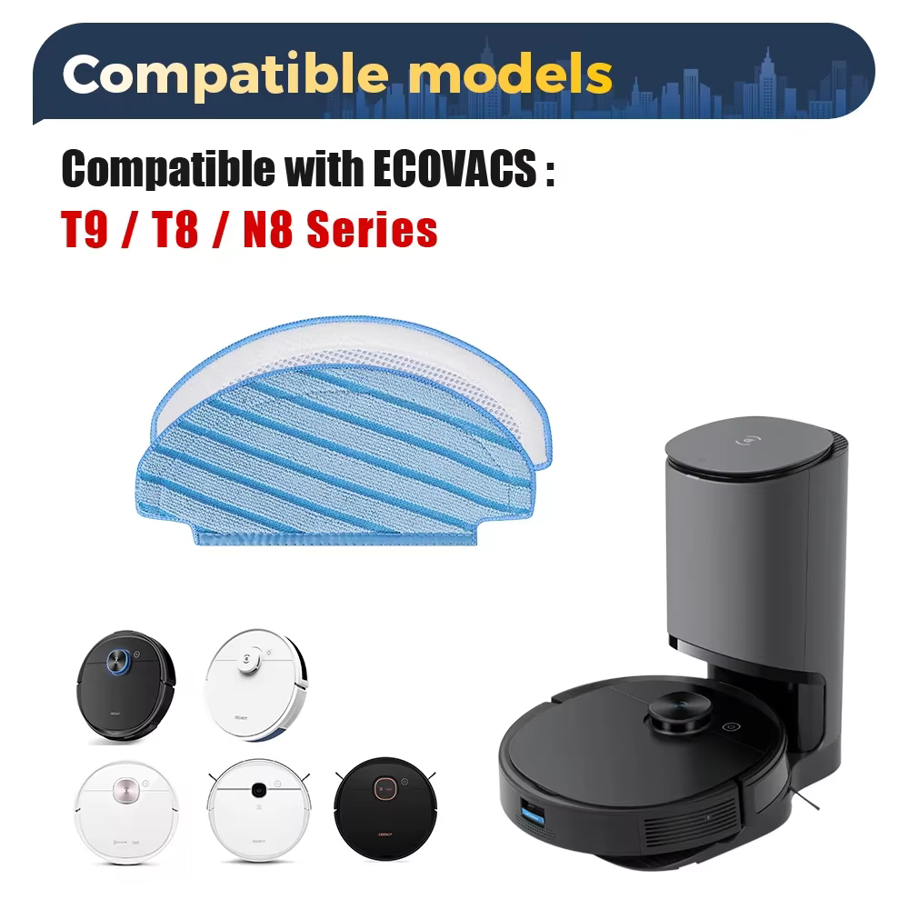 Chiffons de vadrouille lavables en superfibre pour aspirateur Ecovacs Deebot Ozmo T8 AIVI T8 Max N8 Pro Plus/ N8 Pro T9