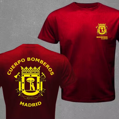 Espagne Madrid pompier pompier Cuerpo Bomberos T-shirt manches courtes décontracté 100% chemises en coton