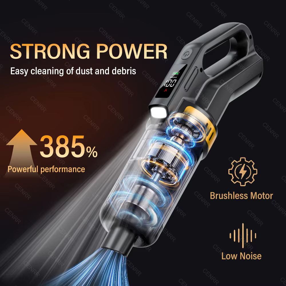 Aspirateur de voiture puissant CENRR, mini aspirateur portable sans fil pour la maison, souffleur manuel, aspirateur pour poils d'animaux.