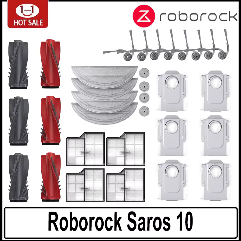 Roborock Saros 10 accessoires rouleau principal brosse latérale filtre Hepa vadrouille tissu sac à poussière robot aspirateur pièces