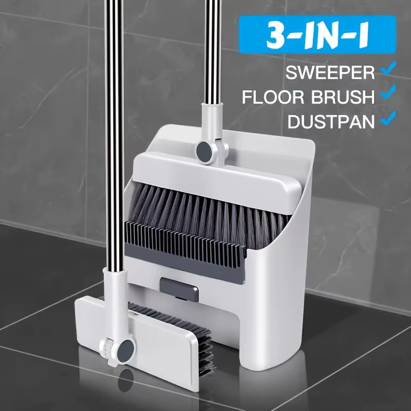 Ensemble balai, pelle et brosse à plancher 3-en-1 pliables