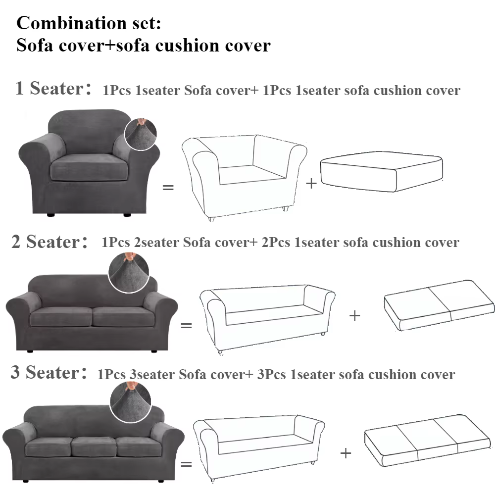 Housse de canapé en velours extensible Chesterfield housses