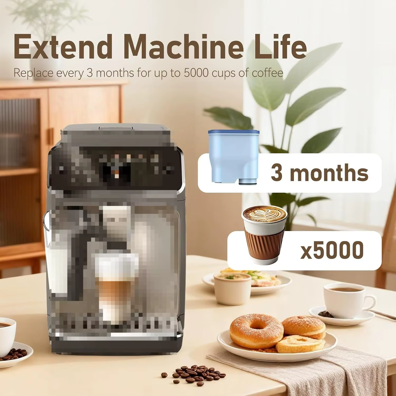 Filtre à eau pour machine à café compatible avec Philips Saeco AquaClean CA6903 anti-calcaire pour machines