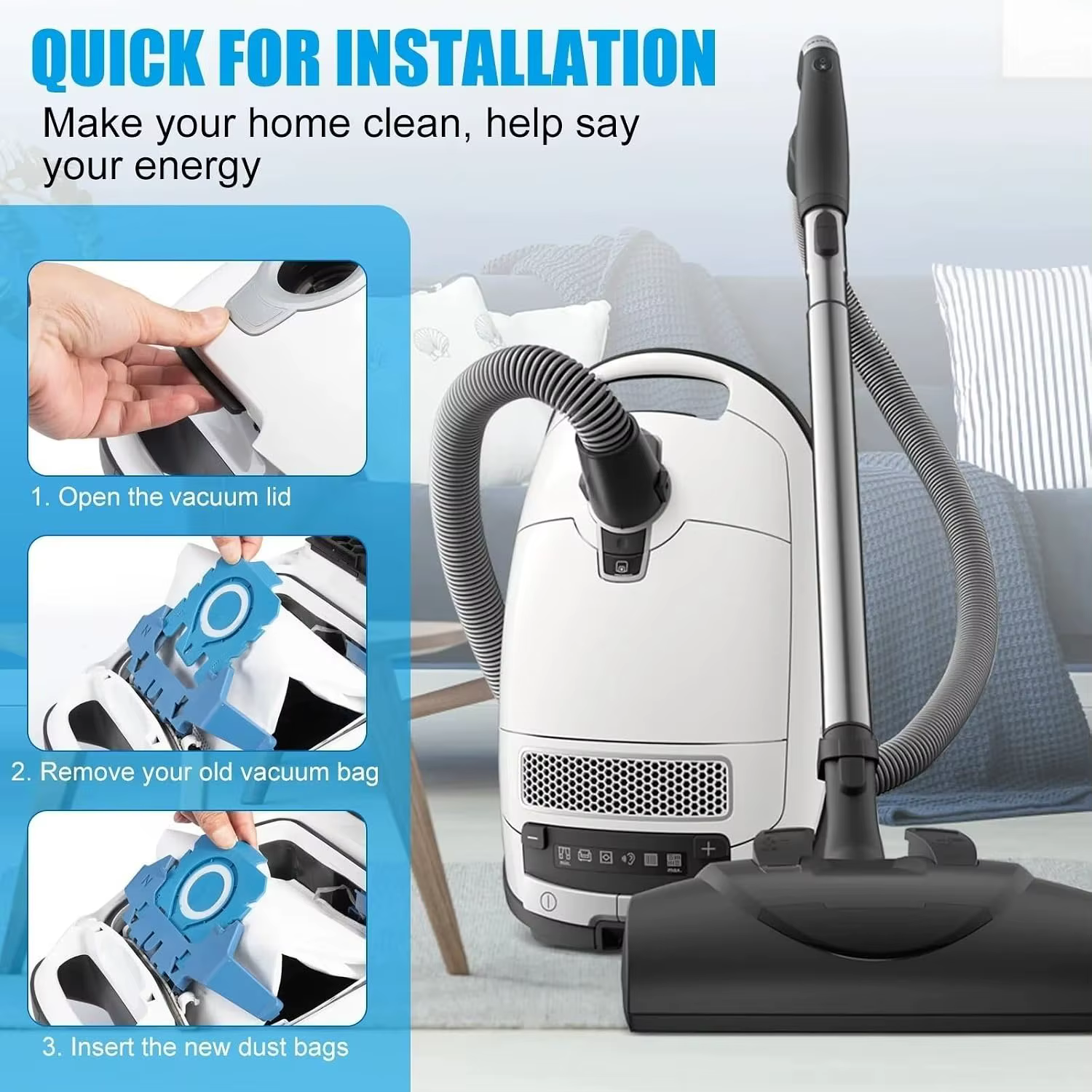 Ensemble de sacs à poussière et de filtres Miele Classic C1 C2 C3 S2 S5 S8, kit de remplacement pour une filtration efficace de la poussière, pour aspirateur domestique.