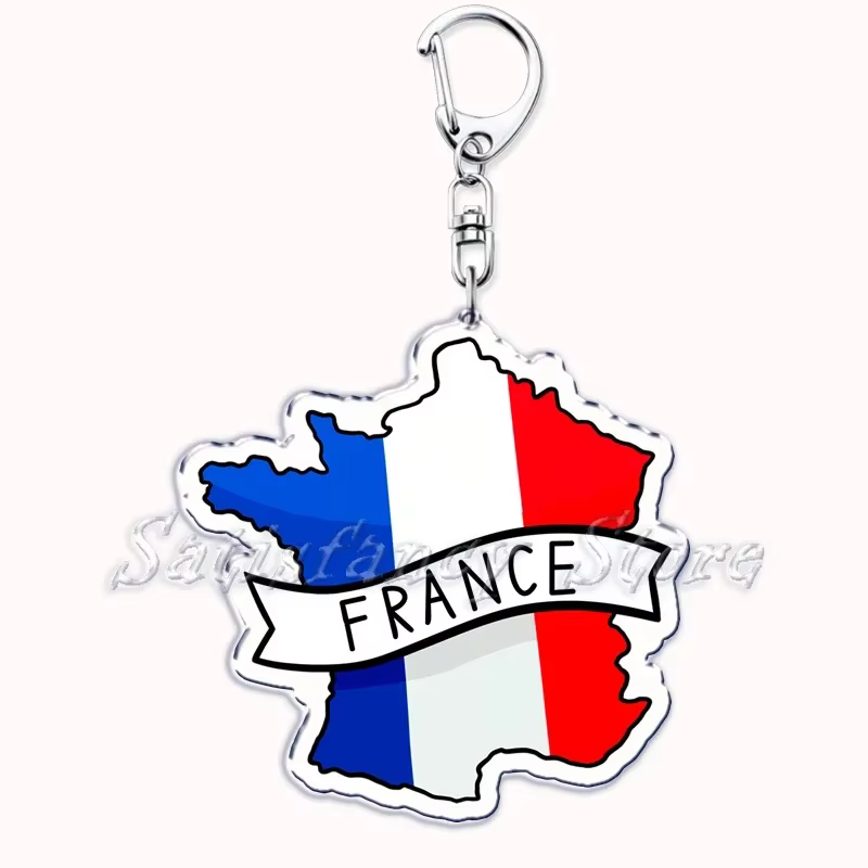 France ecosse pays cartes avec nom acrylique porte-clés porte-clés pour accessoires sac pendentif porte-clés anneau bijoux ami cadeaux