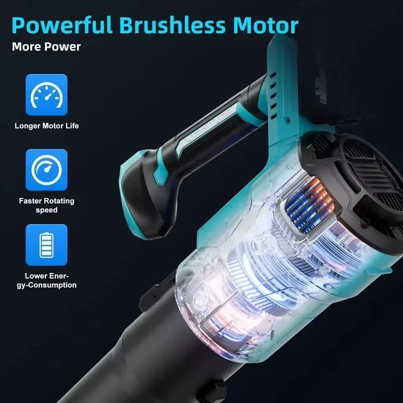 Souffleur à feuilles électrique haute puissance 25000 tr/min pour le nettoyage de la poussière et de la neige, compatible avec les batteries 18V-20V.