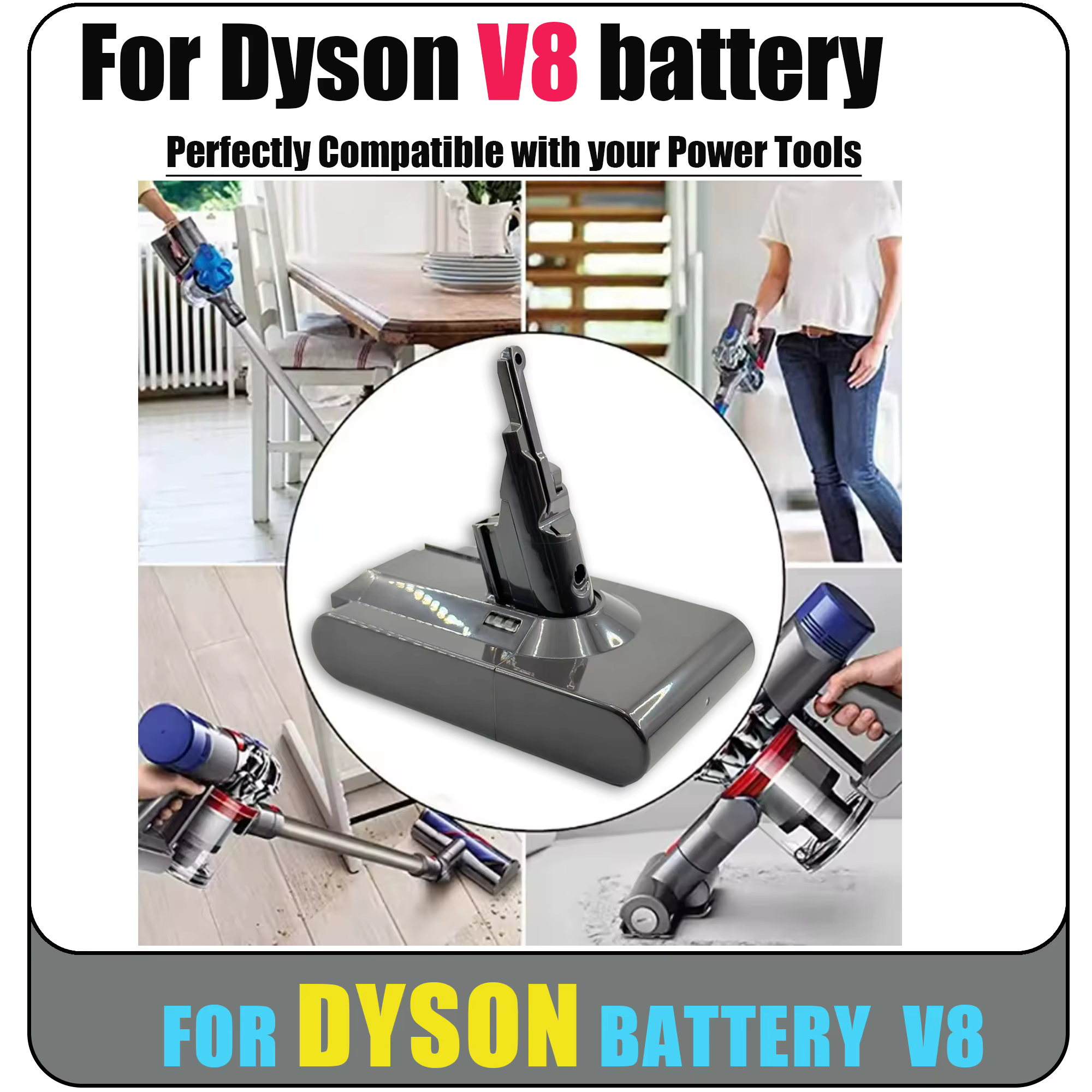 Batterie rechargeable Li-ion pour aspirateur Dyson V8 SV10 16800mAh/28000mAh 21.6V Absolute Animal