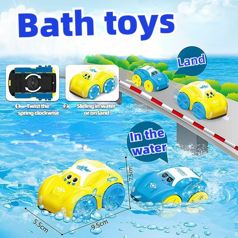 Jouets de bain pour bébé, voitures amphibies, salle de bain, horloge flottante, jouet de bain pour enfants, dessin animé, natation, jeu d'eau pour enfants