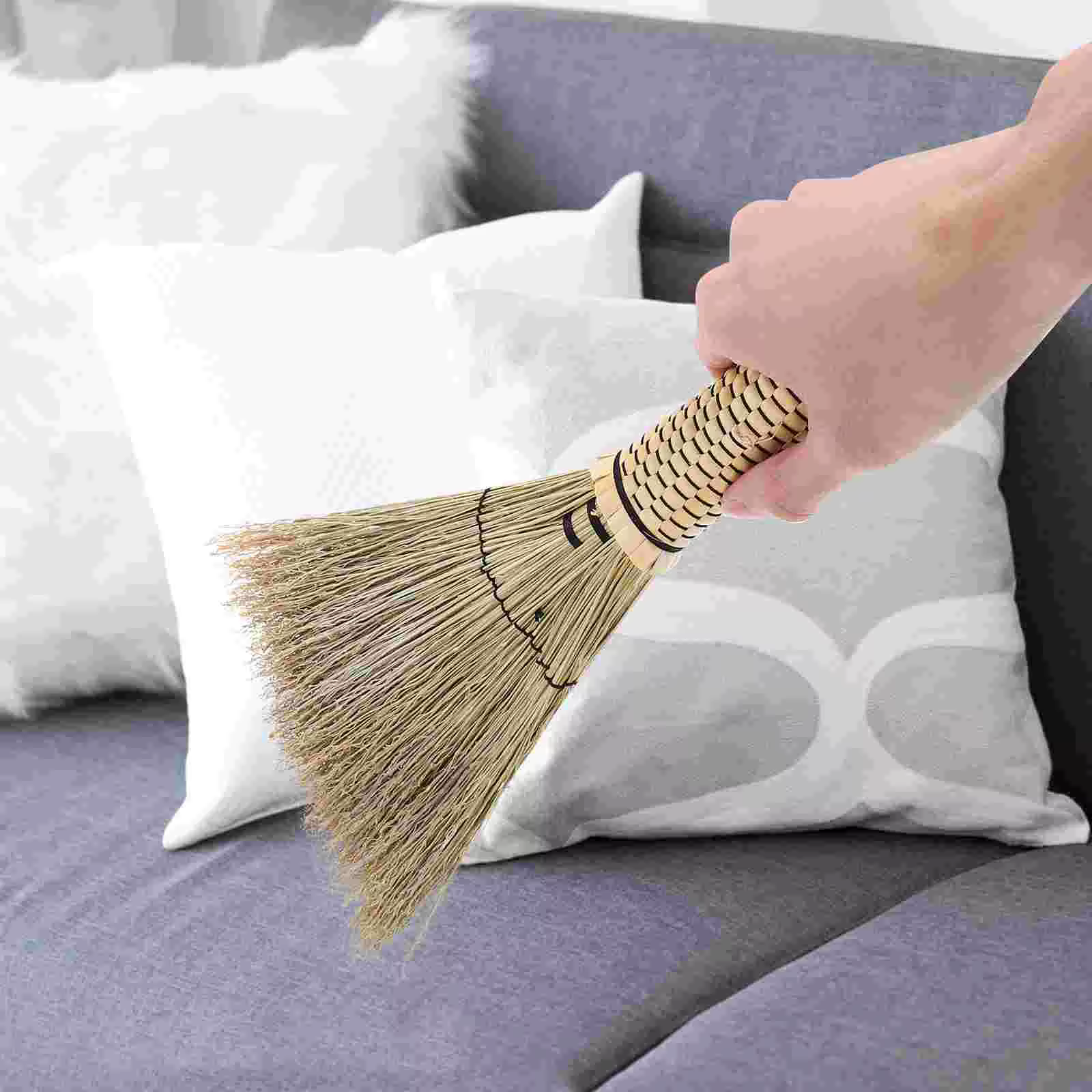 Balai à lit en paille fait main, petit balai de nettoyage tressé en maïs, mini balai ménager, outil de balayage de bureau, fournitures