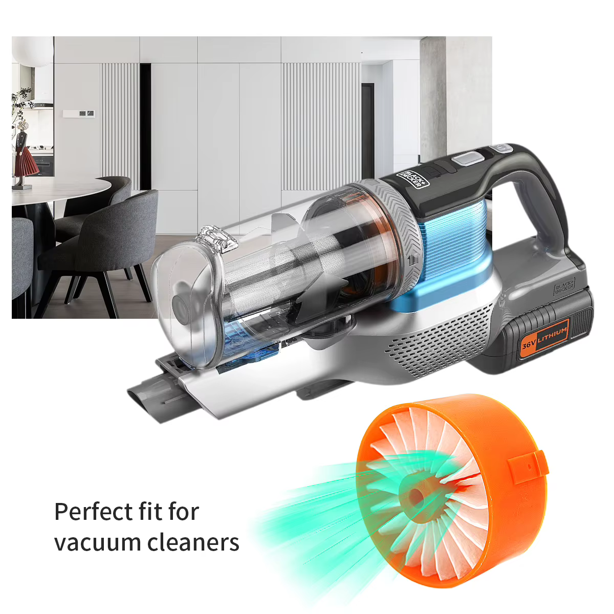 Rouleau de brosse et filtre HEPA BSV2020 pour aspirateur à manche sans fil BLACK+DECKER Powerseries Extreme BSVF1 BSV2020G BSV2020P