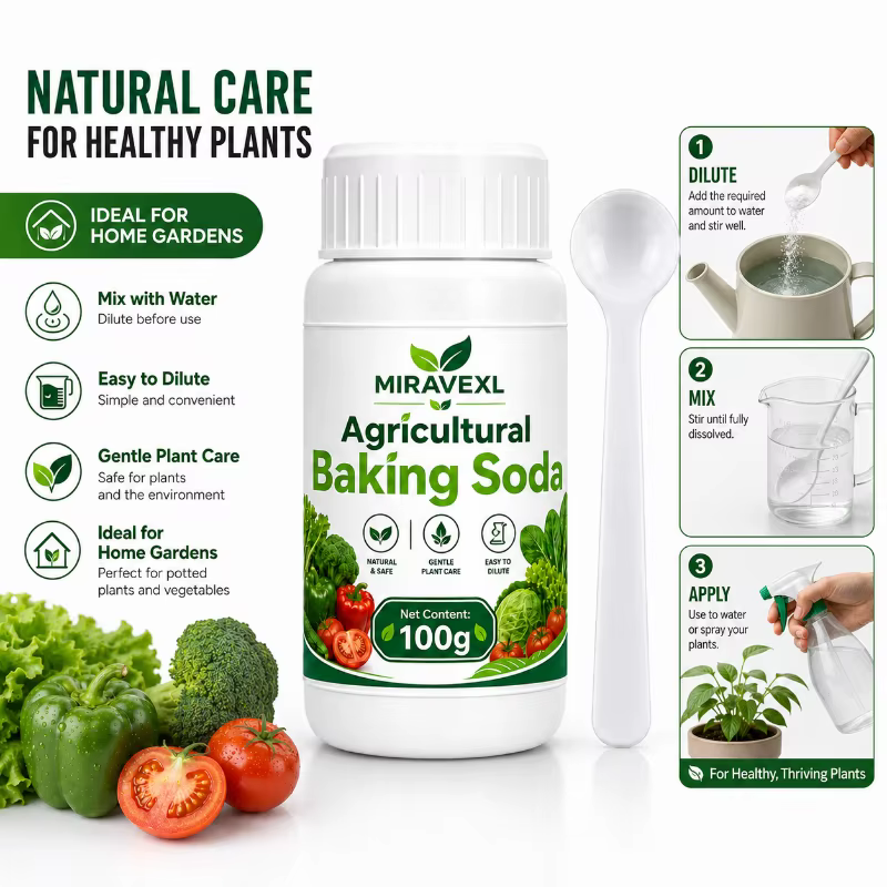 MIRAVEXL Bicarbonate de soude agricole 100g – Poudre dilutable dans l'eau pour l'entretien des plantes