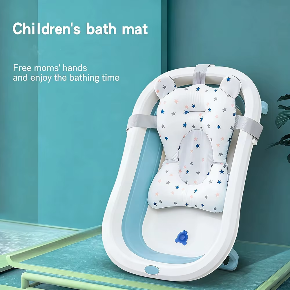 Coussin de bain pour bébé réglable, siège de soutien pour la douche, coussin de sécurité flottant pliable pour nouveau-né