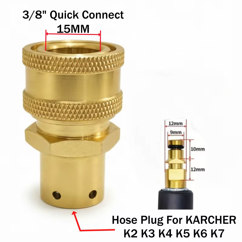 Adaptateur de tuyau de pistolet de lavage à connexion rapide 3/8 "