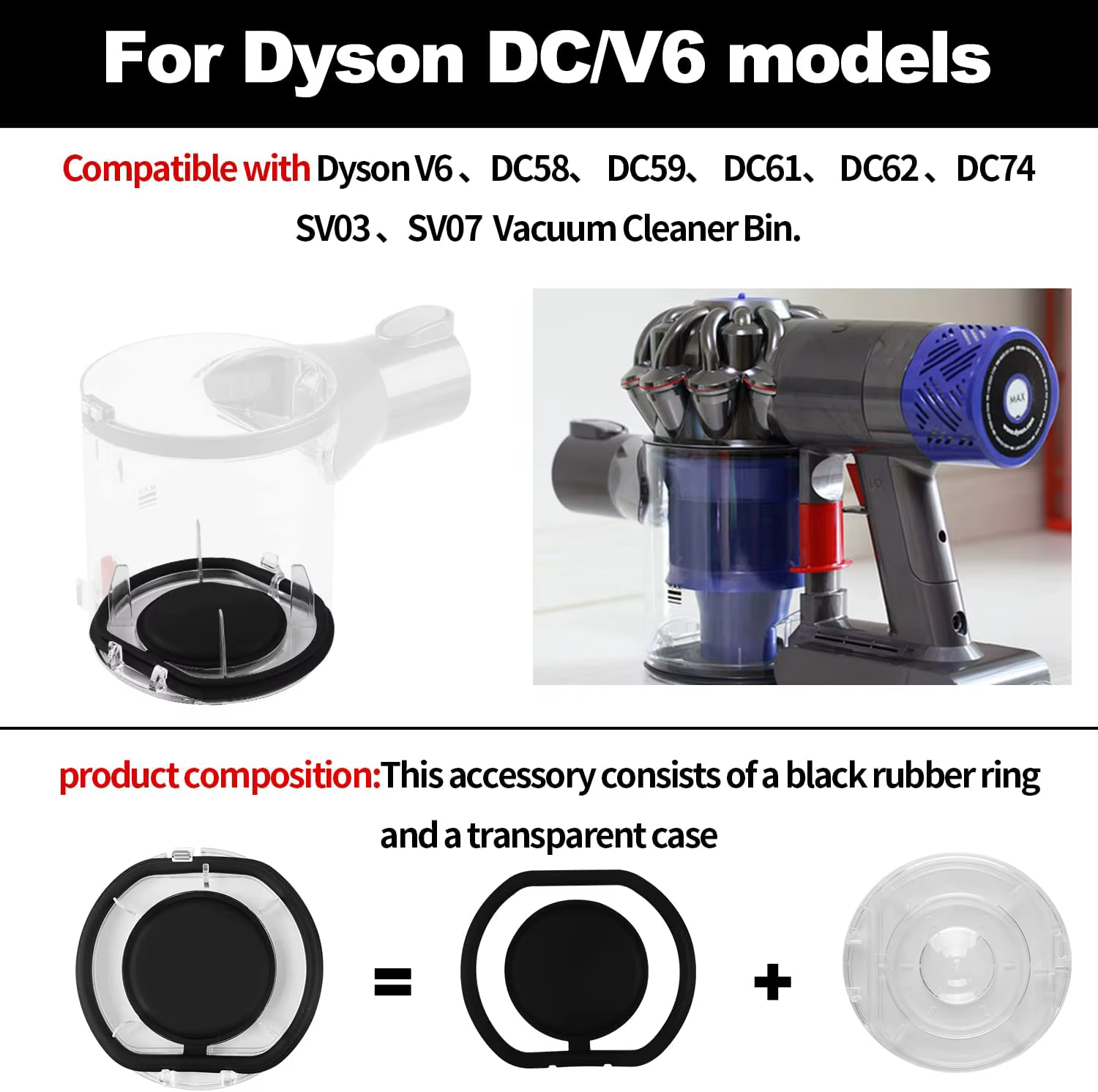 Capuchon de couvercle de poubelle pour Dyson V6