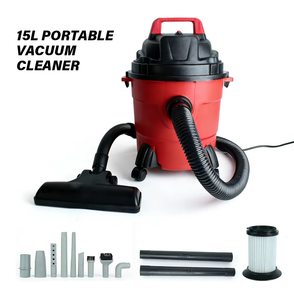 Aspirateur eau et poussière Tungfull 15L, aspiration puissante, pour la maison, le garage et l'atelier, diamètre de travail de 6 m