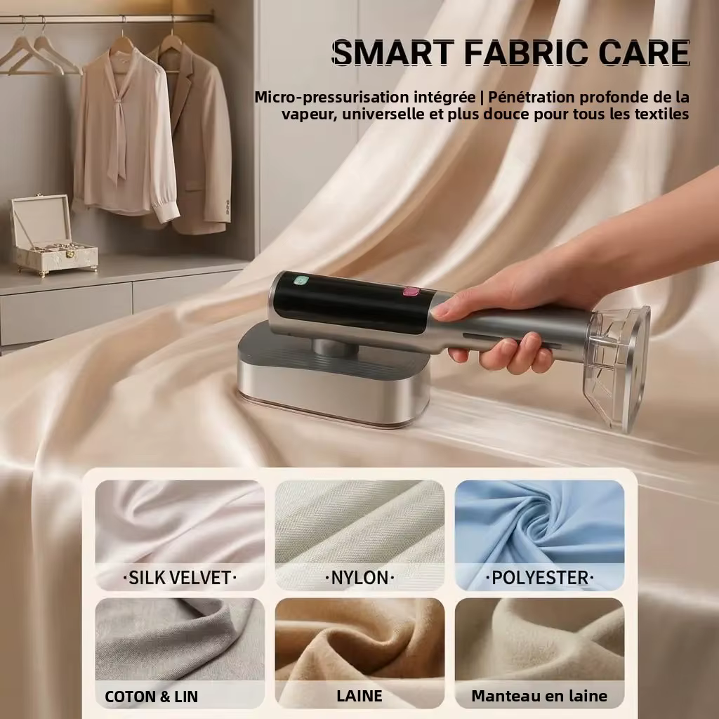 Défroisseur Vapeur Portable 1800W Multifonctionnel à Préchauffage Rapide en 10 Secondes (Prise EU/US) pour Vêtements et Tissus – Idéal Maison et Voyage