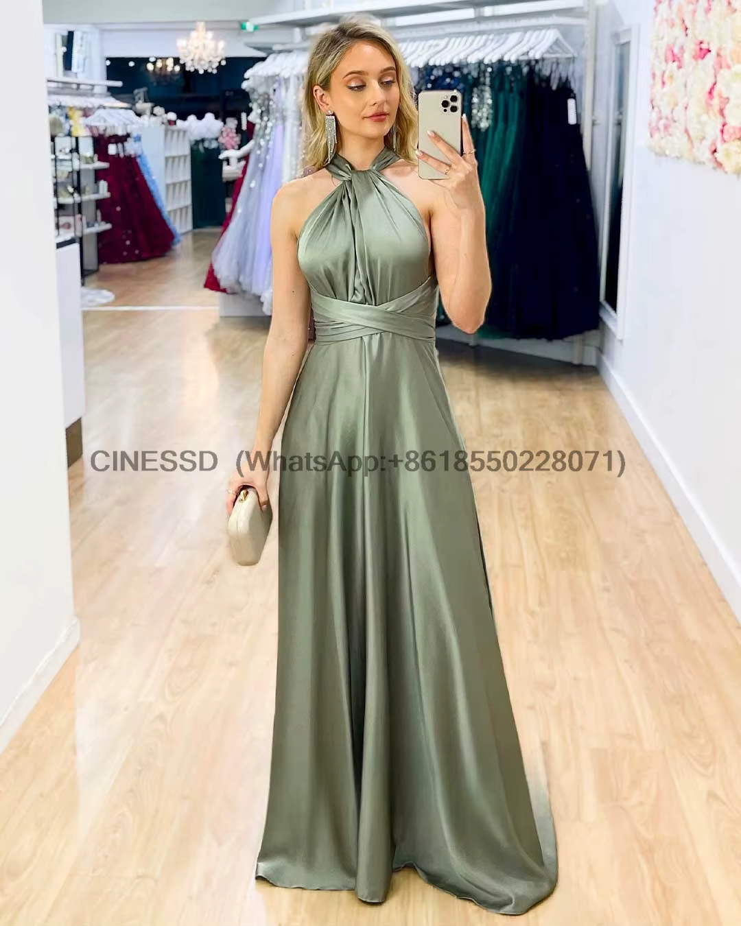 Robe de bal longue en Satin, élégante, col multiple, froncée, Corset, plissée, sans manches, dos nu, robes de bal formelles, ligne a
