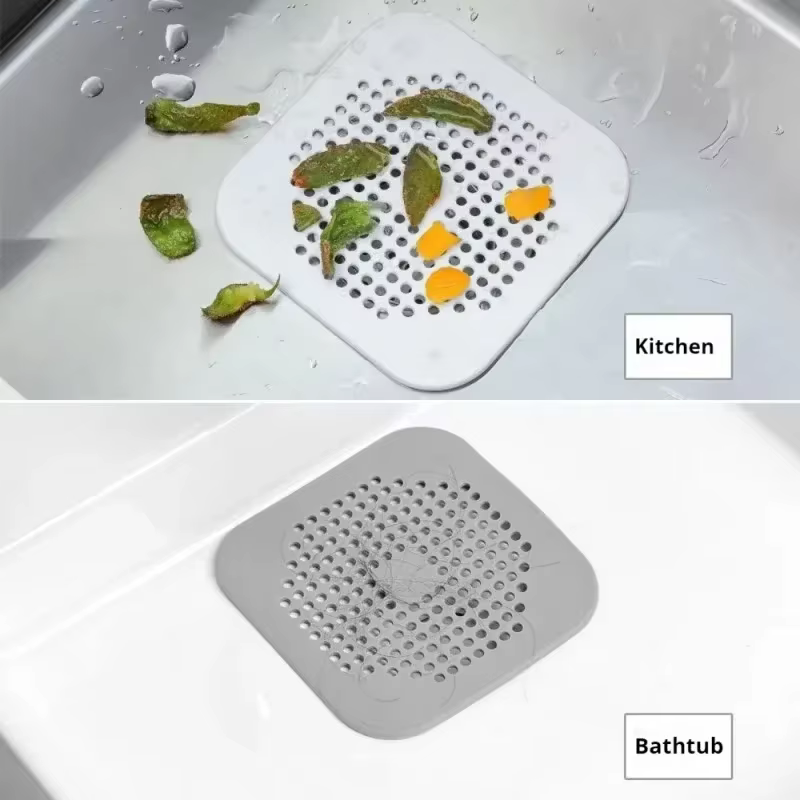 Tapis de drain de sol avec ventouse pour évier, cuisine et salle de bain, filtre anti-bouchon pour cheveux