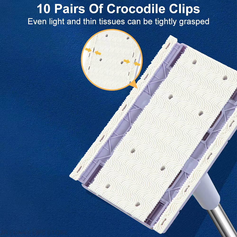 Grande vadrouille de nettoyage mains libres pour sol de fenêtre 360 ° Dissolvant de poussière rotatif