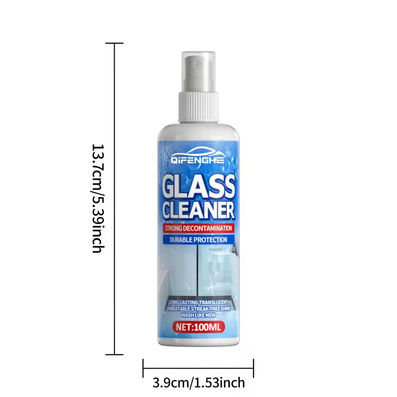 QIFENGHE Nettoyant Vitres en Spray 100ml, Formule Anti-Traces pour Fenêtres, Miroirs et Pare-Brise de Voiture, Fort Pouvoir Décontaminant & Anti-Buée