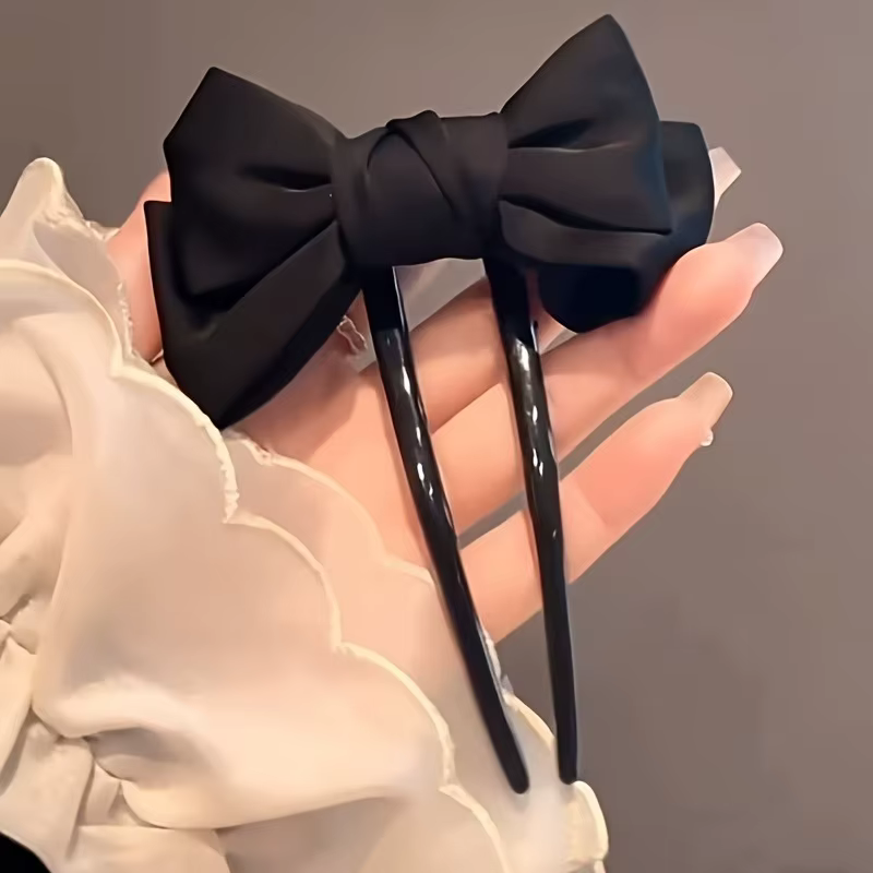 Pince à cheveux en forme de U avec nœud pour femmes, 1 pièce, accessoire d'usure quotidienne pour filles, épingle à cheveux de Boutique noire élégante