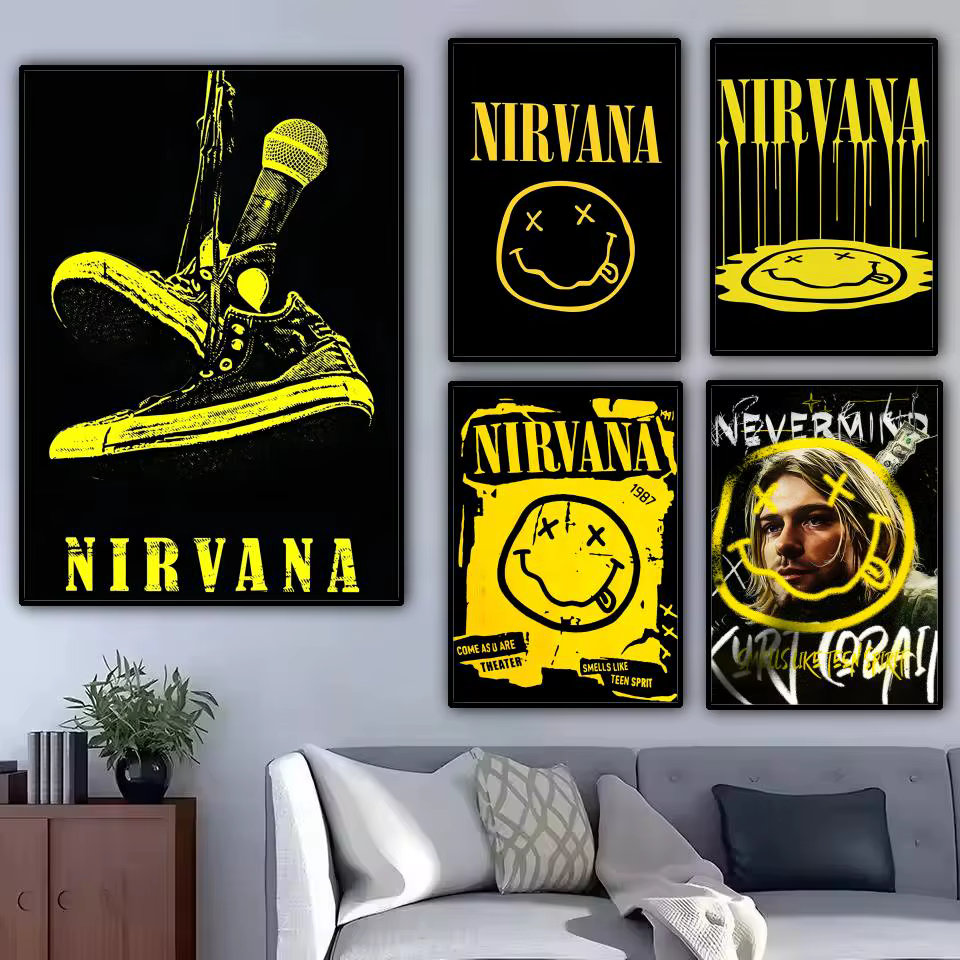 Cool Band N-Nirvana affiche autocollants muraux modernes et minimalistes pour la décoration intérieure salon dortoir Art mural