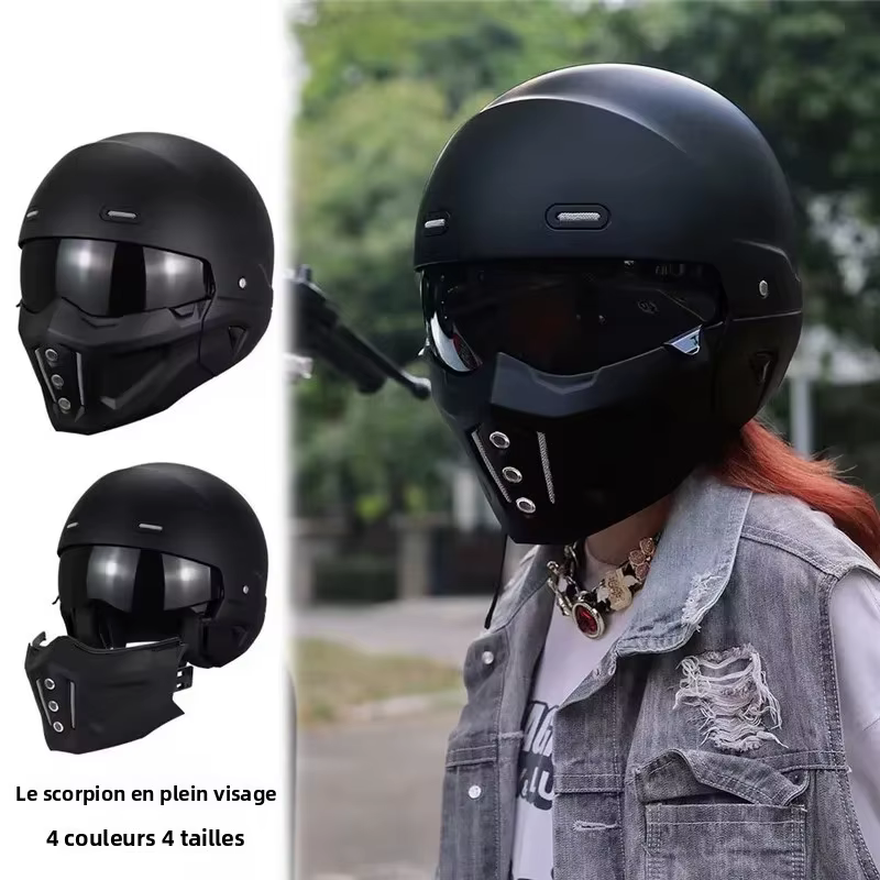 Casque modulaire Scorpion EXO-M110, couvre-chef de moto rétro pour homme avec 2 lentilles, capuchon tactique approuvé DOT et CE pour Cruiser