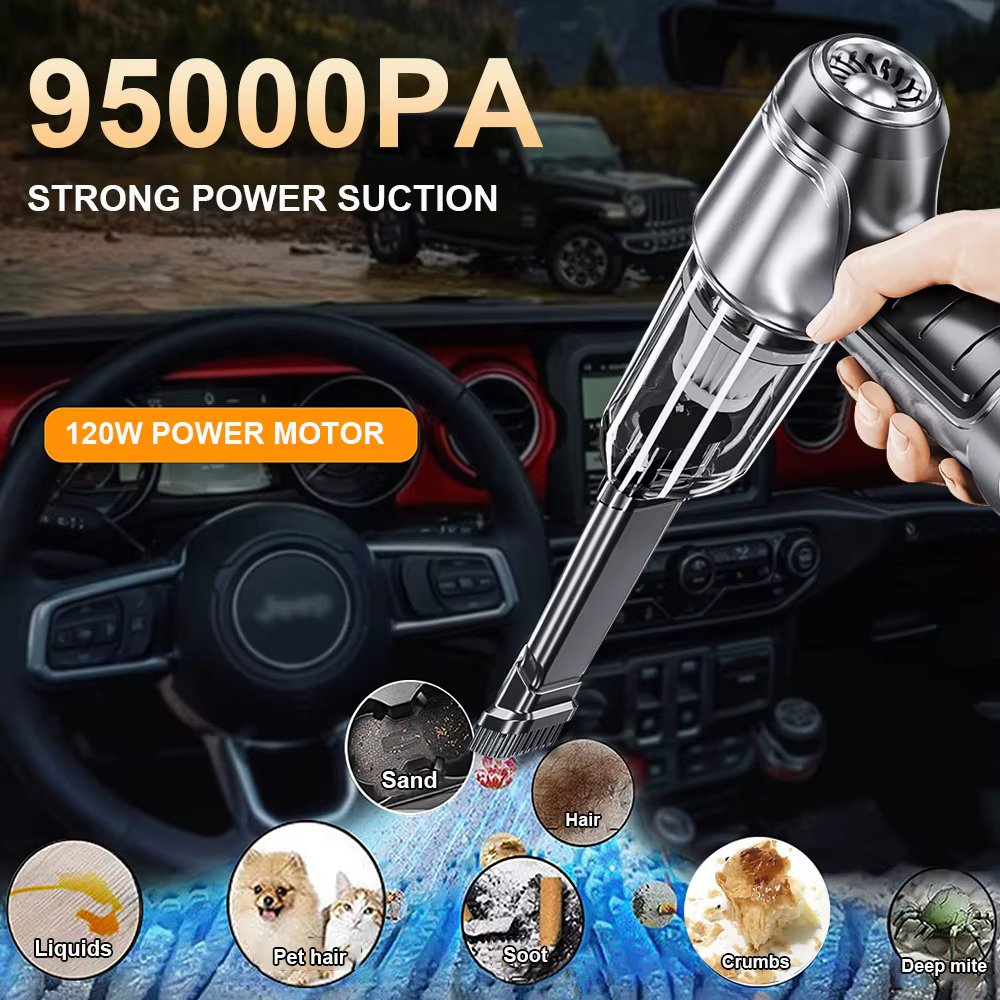 Aspirateur de voiture portable, aspirateur à main sans fil, 95000PA, aspiration puissante, mini aspirateur sans fil pour voiture et maison, souffleur