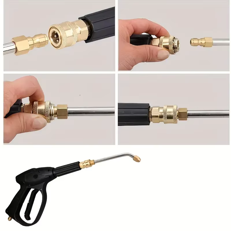 3 buses d'extension pour nettoyeur haute pression robustes - 25 ° /90 ° /Bend en U avec connexion rapide de 1/4" pour le nettoyage de voitures et d'extérieur